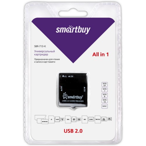 Картридер SMARTBUY 713 (microSD/SD/MMS/M2/MS) черный