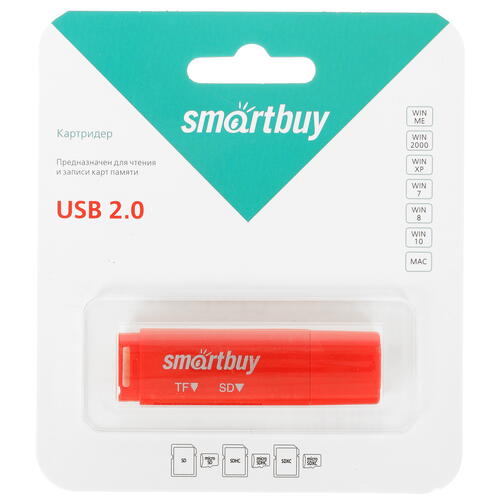 Картридер SmartBuy 715 (microSD/SD) красный
