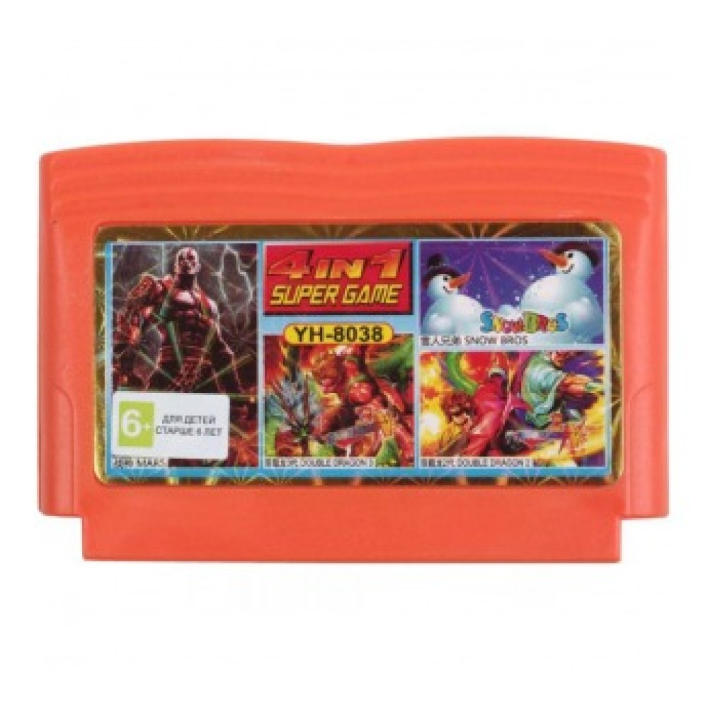 Картридж DENDY 4в1 YH8038 (DOUBLE`DRAGONII+SNOW BROS+MARS+DOUBLE`DRAGONIII)