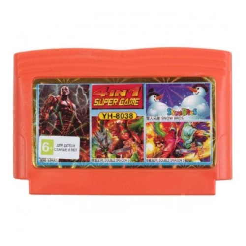 Картридж DENDY 4в1 YH8038 (DOUBLE`DRAGONII+SNOW BROS+MARS+DOUBLE`DRAGONIII)