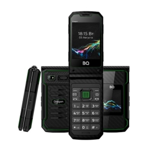 Стильный и мощный мобильный телефон BQ 2822 Dragon в черно-зеленом корпусе