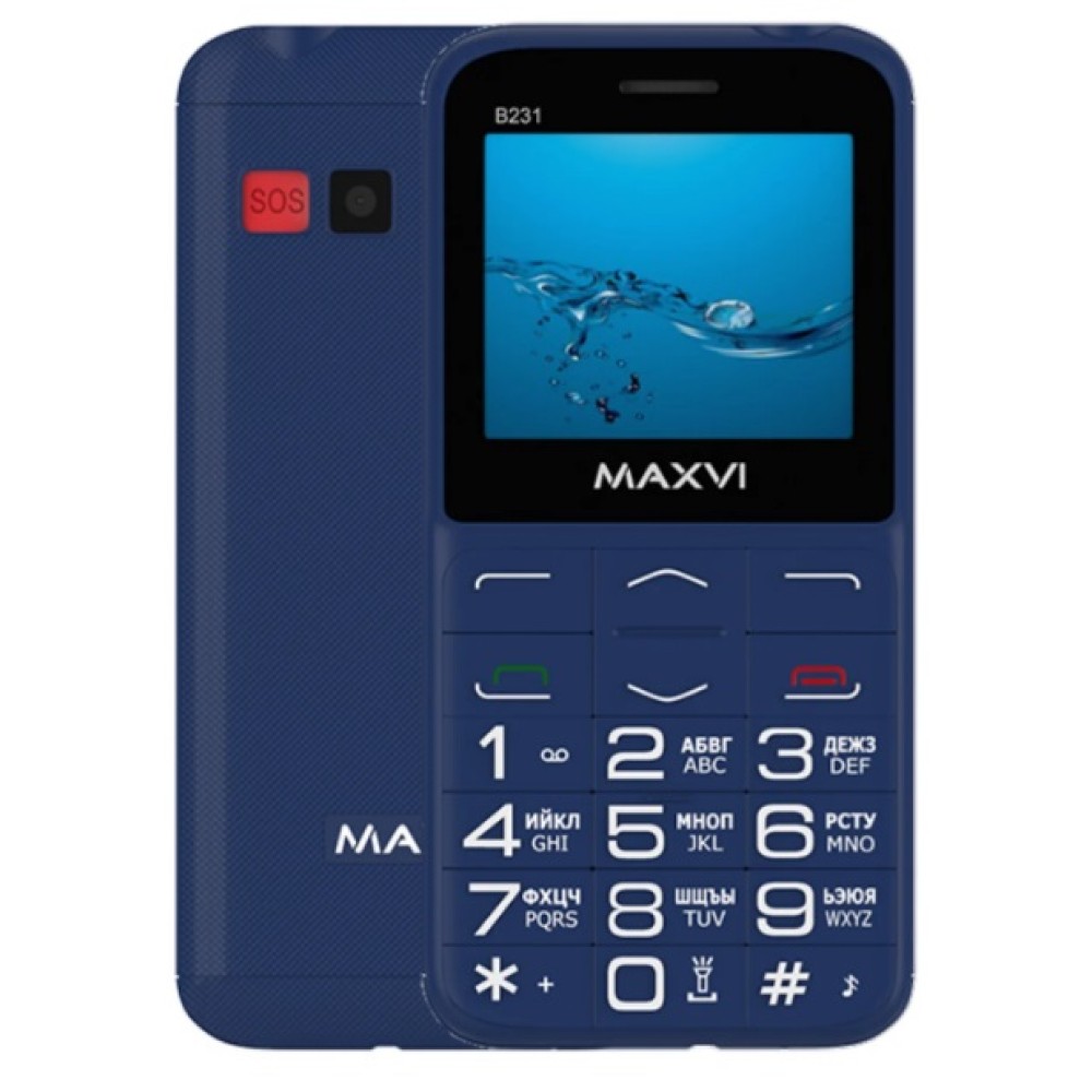 Компактный и надежный мобильный телефон MAXVI B231 ds Blue с длительным временем работы