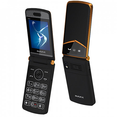 Мобильный телефон MAXVI E11 ds с док станцией Black-Gold (2,8"/1,3МП/1500mAh)