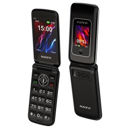 Мобильный телефон MAXVI E15 Black раскладушка (2,8+1,77"/1,3МП/1450mAh)