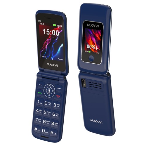 Мобильный телефон MAXVI E15 Blue раскладушка (2,8+1,77"/1,3МП/1450mAh)