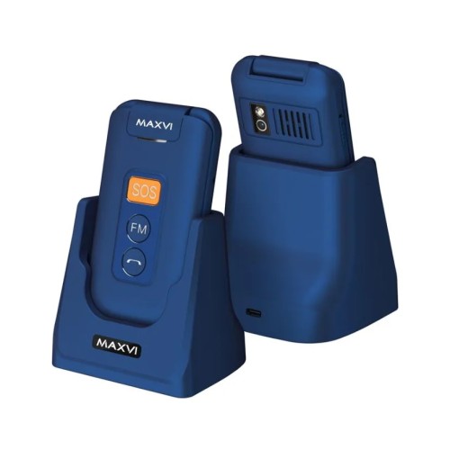 Раскладушка MAXVI E5 up Blue: стильный мобильный телефон с док-станцией и мощной батареей