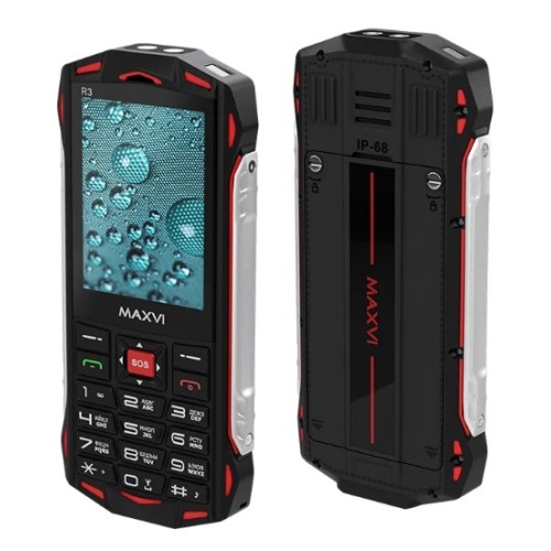 Надежный мобильный телефон MAXVI R3 Red с защитой IP68 и мощной батареей