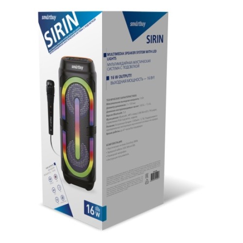 Напольная колонка SMARTBUY SIRIN (Bluetooth/USB/TF/AUX/радио/цветомуз/16Вт)
