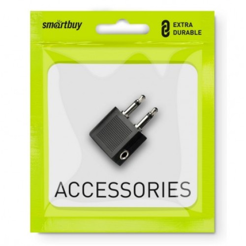Переходник 2 х 3.5 вход - 3.5 выход  SMARTBUY A209 черный