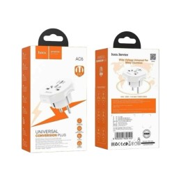 Переходник для евророзетки HOCO AC6 10A 250B белый