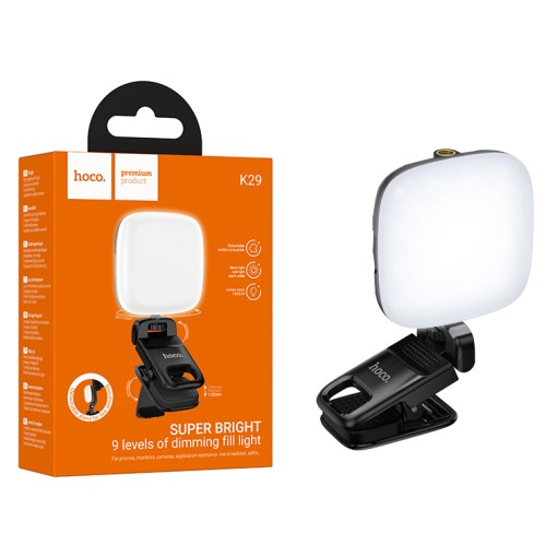 Подсветка для селфи на прищепке для смартфона HOCO K29 чёрный