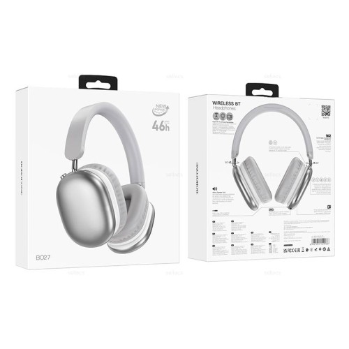Полноразмерные беспроводные наушники BOROFONE BO27 (46 ч/400 mAh/Bluetooth/AUX/TF) серебро