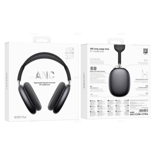 Полноразмерные беспроводные наушники BOROFONE BO35 Plus (45 ч/400 mAh/Bluetooth/AUX) серый металл