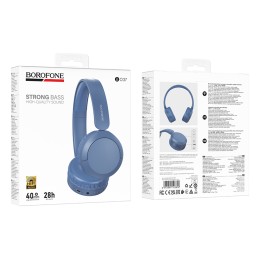 Полноразмерные беспроводные наушники BOROFONE BO37 ((12 ч/250 mAh/Bluetooth/AUX) синие