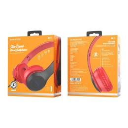Полноразмерные беспроводные наушники BOROFONE BO5 (12 ч/250 mAh/Bluetooth/AUX) красные