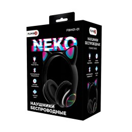 Полноразмерные беспроводные наушники FUMIKO NEKO "Кошачьи уши" (8 ч/400 mAh/Bluetooth/AUX) черные