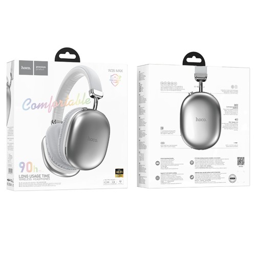 Полноразмерные беспроводные наушники HOCO W35 Max (90 ч/800 mAh/Bluetooth/AUX/TF) серебро