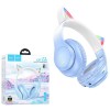 Полноразмерные беспроводные наушники HOCO W42 Cat Ear (12 ч/400 mAh/Bluetooth/AUX/TF) голубые