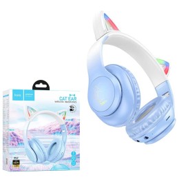 Полноразмерные беспроводные наушники HOCO W42 Cat Ear (12 ч/400 mAh/Bluetooth/AUX/TF) голубые