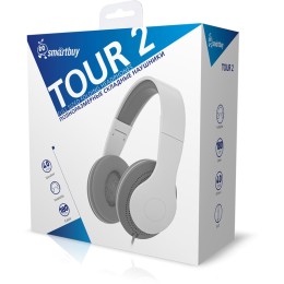 Полноразмерные проводные наушники SMARTBUY TOUR 2, рег.громкости, кабель 1.8м серые
