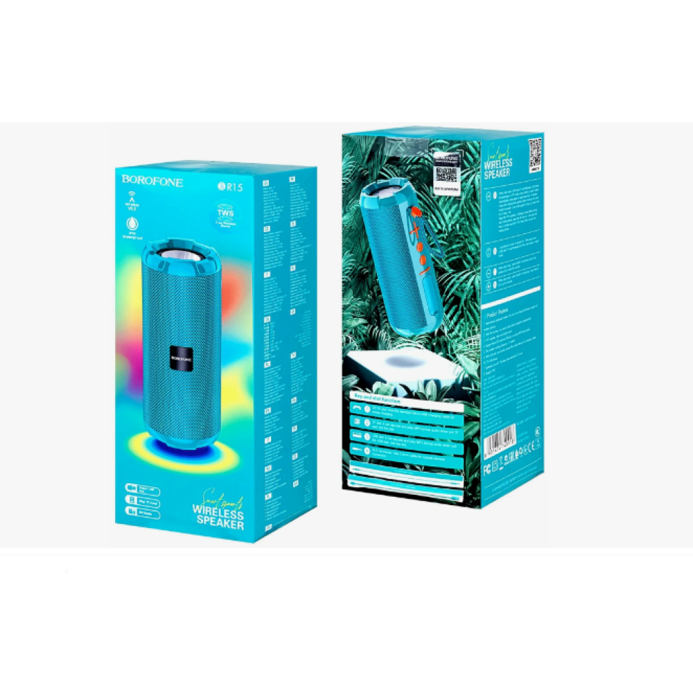 Портативная колонка BOROFONE BR15 (Bluetooth/USB/TF/AUX/2.5 ч/1200 mAh/10Вт) бирюзовая