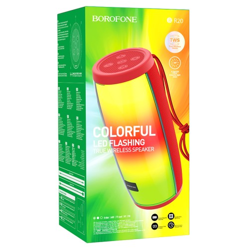 Портативная колонка BOROFONE BR20 (Bluetooth/USB/TF/AUX/3 ч/2400 mAh/5Вт/светящаяся) красная