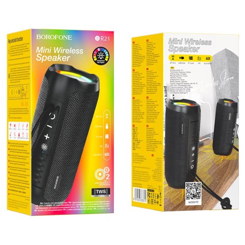 Портативная колонка BOROFONE BR21 (Bluetooth/USB/TF/AUX/FM) черная