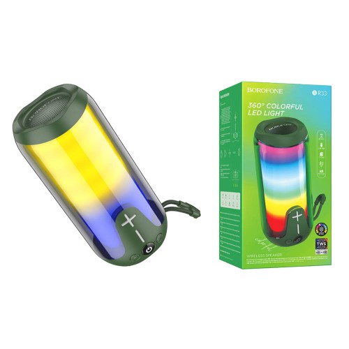 Портативная колонка BOROFONE BR33 (Bluetooth/USB/TF/AUX/5Вт/светящаяся) темно-зеленая