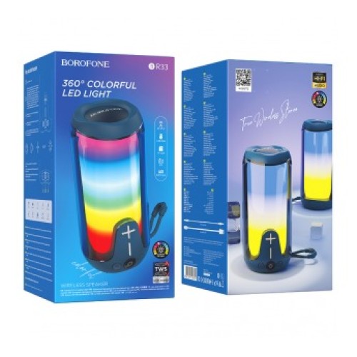 Портативная колонка BOROFONE BR33 (Bluetooth/USB/TF/AUX/светящаяся/5Вт) синяя