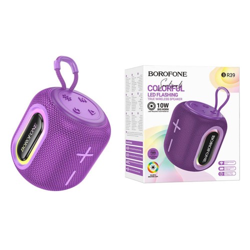 Портативная колонка BOROFONE BR39 (Bluetooth/USB/TF/AUX/с подсветкой/10Вт) фиолетовая