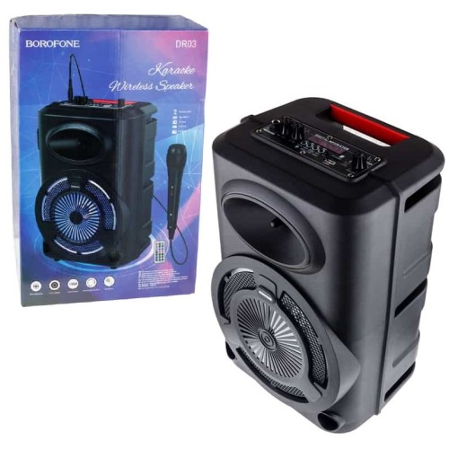 Портативная колонка BOROFONE DR03 (Bl/USB/TF/AUX/микр/ПДУ/цветомуз/10Вт/3000 mAh) черные