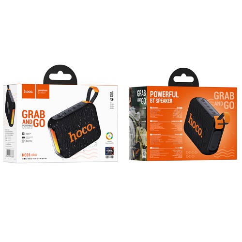 Портативная колонка HOCO HC31 (Bluetooth/USB/TF/AUX/LED подсветка/10Вт) черная