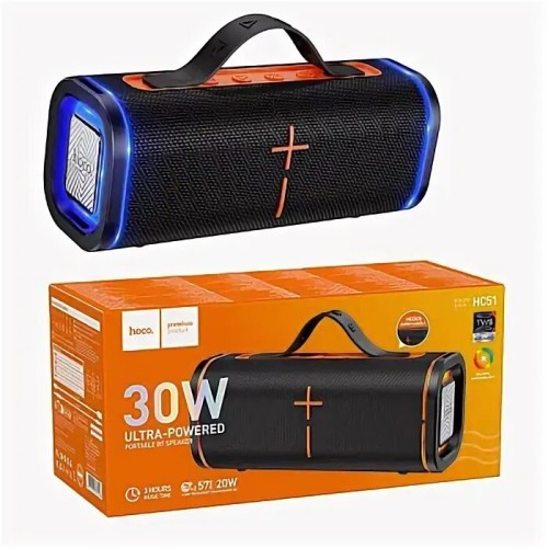 Портативная колонка HOCO HC51 (Bluetooth/USB/TF/AUX/LED подсветка/20Вт) черная