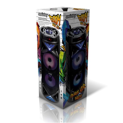 Портативная колонка SMARTBUY BOOM MK III (Bl/USB/TF/AUX/микр/ПДУ/цветомуз/30Вт) 200x570x200 черная