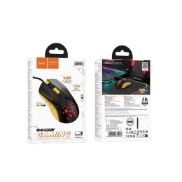Проводная мышь игровая HOCO GM51 RGB черно-желтая