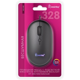 Проводная мышь SMARTBUY 328 беззвучная черная