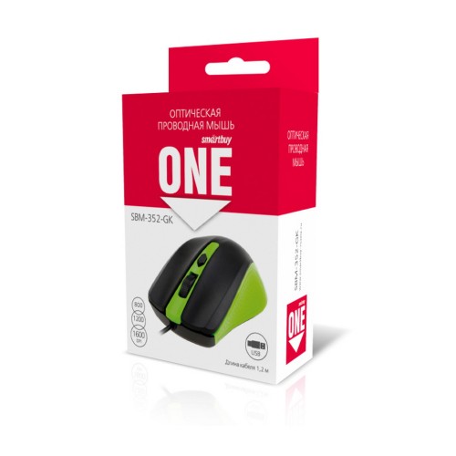 Проводная мышь SMARTBUY 352 зелено-черная