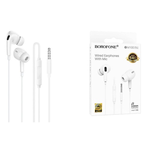 Проводные наушники 3.5 BOROFONE BM100 Pro белые