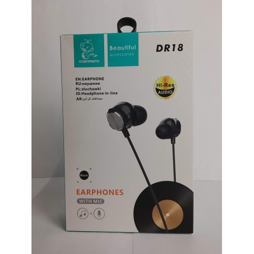 Проводные наушники 3.5 DENMEN DR18 черные