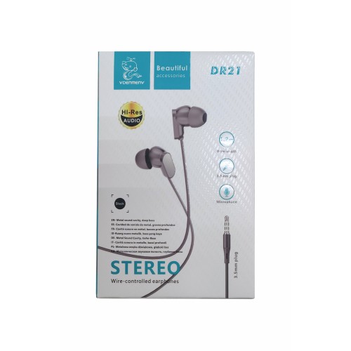 Проводные наушники 3.5 DENMEN DR21 черные