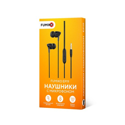 Проводные наушники 3.5 FUMIKO EP19 черные