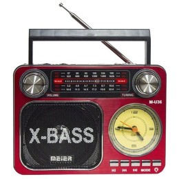 Радиоприемник MEIER M36 BT (Bl/USB/TF/SD/FM/AM/SW/фонарик) красный