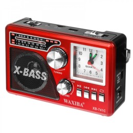 Радиоприемник Waxiba XB-741С (Bl/USB/TF/FM/AM/SW/фонарик) красный