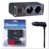 Разветвитель гнезда прикуривателя на 2 устройства (2USB/2.4A/100W) 1647 черный