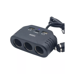 Разветвитель гнезда прикуривателя на 3 устройства (2USB/3.1A/PD/120W) 2011 черный