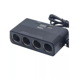Разветвитель гнезда прикуривателя на 4 устройства (1USB/3.1A/PD/120W/дисплей) 2014 черный