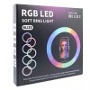 Селфи лампа кольцевая 33см без штатива RGB LED (MJ33) цветная