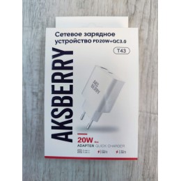 Сетевое ЗУ AKSBERRY T43 (1USB QC3.0/PD 20W) белое