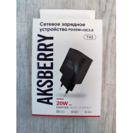 Сетевое ЗУ AKSBERRY T43 (1USB QC3.0/PD 20W) черное