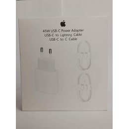 Сетевое ЗУ AP + 2 кабеля Type-C/Type-C,  Lightning/Type-C (45W) белый C